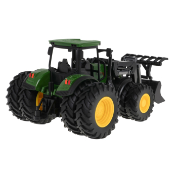 Zielony Traktor z Turem dla dzieci 3+ Model 1:24 + Ruchome elementy + 8 Kół + Tylny hak